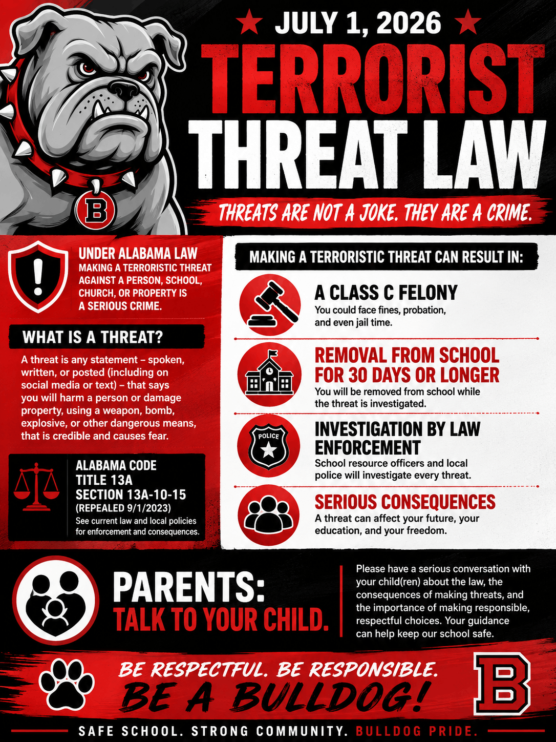 Informational Flyer about Threats to others